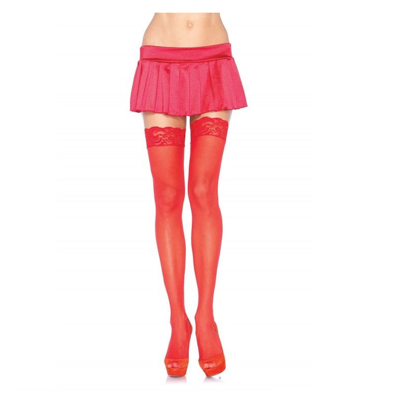 Leg Avenue - Collant Rouge Avec Haut En Dentelle